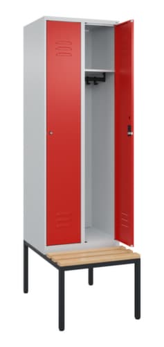 C+P Armoire vestiaire Classic Plus avec banc, largeur de compartiment 300 mm