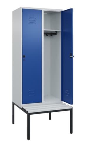 C+P Armoire vestiaire Classic Plus avec banc, largeur de compartiment 400 mm
