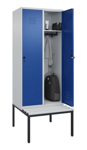 C+P Armoire vestiaire Classic Plus avec banc, largeur de compartiment 400 mm