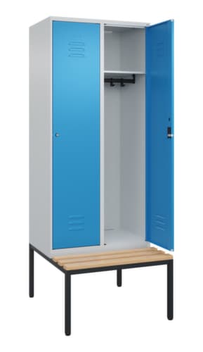 C+P Armoire vestiaire Classic Plus avec banc, largeur de compartiment 400 mm