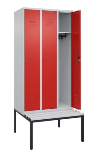 C+P Armoire vestiaire Classic Plus avec banc, largeur de compartiment 300 mm