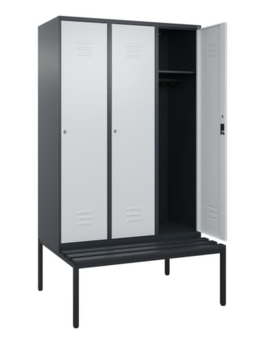 C+P Armoire vestiaire Classic Plus avec banc, largeur de compartiment 400 mm