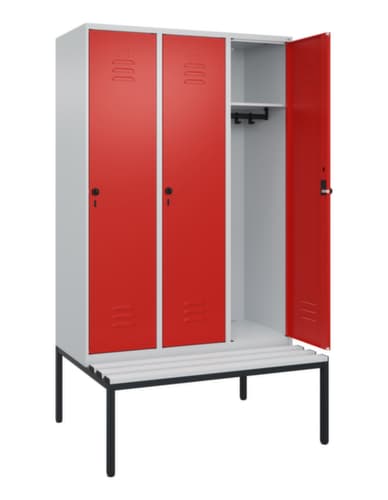 C+P Armoire vestiaire Classic Plus avec banc, largeur de compartiment 400 mm