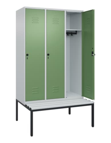 C+P Armoire vestiaire Classic Plus avec banc, largeur de compartiment 400 mm