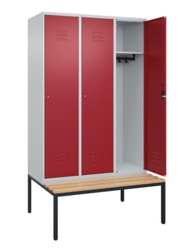 C+P Armoire vestiaire Classic Plus avec banc, largeur de compartiment 400 mm