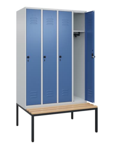 C+P Armoire vestiaire Classic Plus avec banc, largeur de compartiment 300 mm