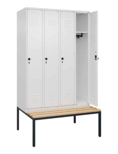 C+P Armoire vestiaire Classic Plus avec banc, largeur de compartiment 300 mm