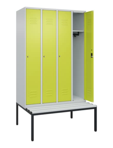 C+P Armoire vestiaire Classic Plus avec banc, largeur de compartiment 300 mm