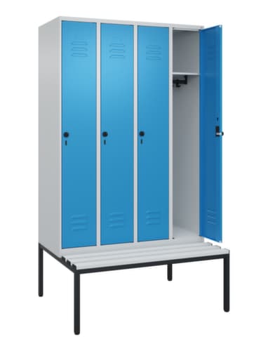 C+P Armoire vestiaire Classic Plus avec banc, largeur de compartiment 300 mm