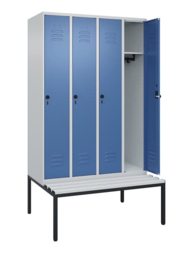 C+P Armoire vestiaire Classic Plus avec banc, largeur de compartiment 300 mm