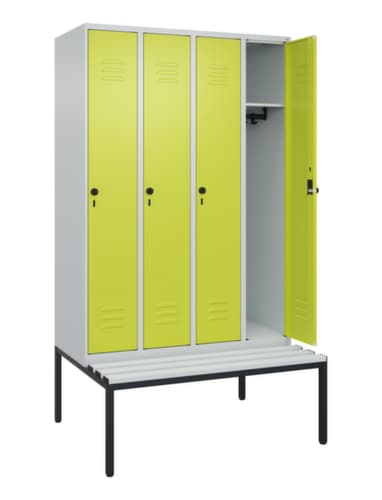C+P Armoire vestiaire Classic Plus avec banc, largeur de compartiment 300 mm