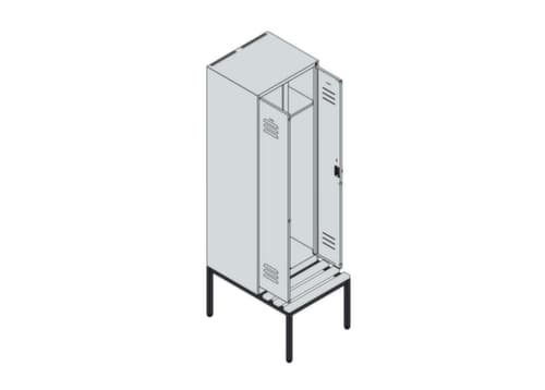 C+P Armoire vestiaire avec banc Classic Plus pour une séparation en noir et blanc, largeur de compartiment 300 mm