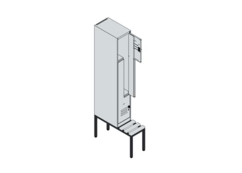 C+P Armoire vestiaire Z Classic Plus avec banc intégré, largeur de compartiment 300 mm