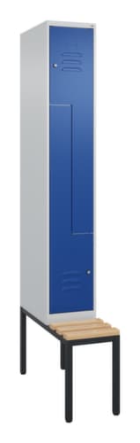 C+P Armoire vestiaire Z Classic Plus avec banc intégré, largeur de compartiment 300 mm