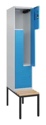 C+P Armoire vestiaire Z Classic Plus avec banc intégré, largeur de compartiment 400 mm