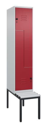 C+P Armoire vestiaire Z Classic Plus avec banc intégré, largeur de compartiment 400 mm