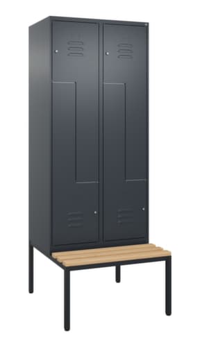 C+P Armoire vestiaire Z Classic Plus avec banc intégré, largeur de compartiment 400 mm