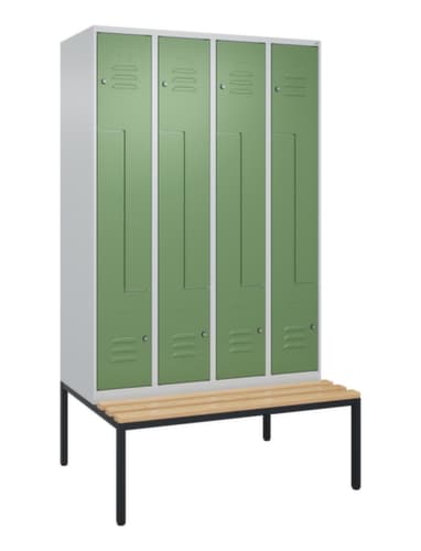 C+P Armoire vestiaire Z Classic Plus avec banc intégré, largeur de compartiment 300 mm