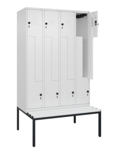 C+P Armoire vestiaire Z Classic Plus avec banc intégré, largeur de compartiment 300 mm