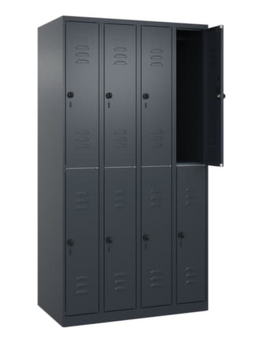 C+P Armoire vestiaire à deux niveaux Classic Plus, largeur de compartiment 250 mm