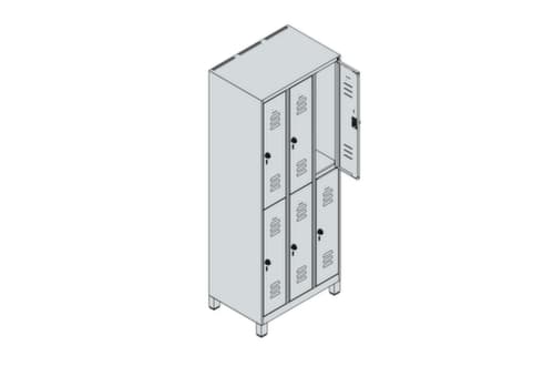 C+P Armoire vestiaire à deux niveaux Classic Plus, largeur de compartiment 250 mm