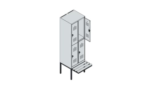 C+P Armoire vestiaire à deux niveaux Classic Plus avec banc, largeur de compartiment 300 mm