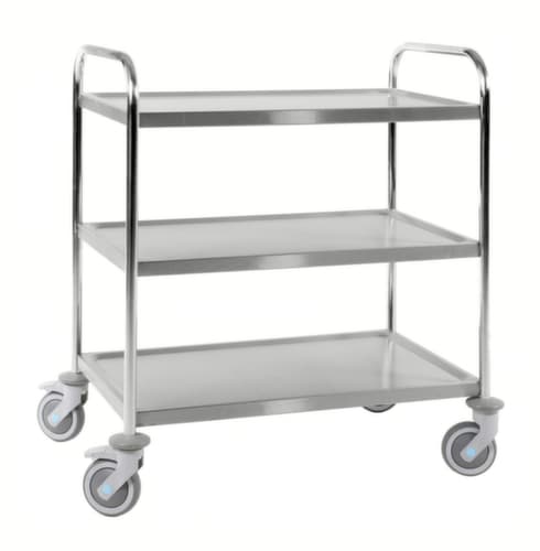 Kongamek Chariot à plateaux en acier inoxydable, force 100 kg, 3 plateaux