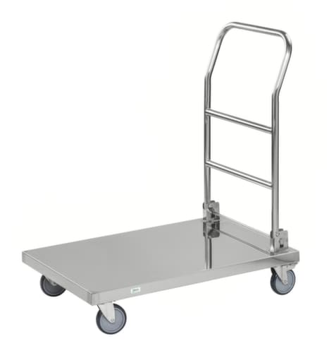 Kongamek Chariot avec barre de poussée en acier inoxydable, force 100 kg, plateau longueur x largeur 820 x 520 mm