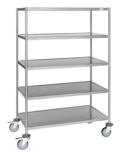 Kongamek Chariot à plateaux en acier inoxydable, force 200 kg, 5 plateaux