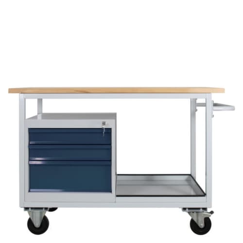 Établi mobile, 3 tiroirs, 1 tablette, RAL7035 gris clair/RAL7016 gris anthracite