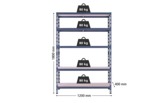 UDOBÄR Rayonnages pour fortes charges, hauteur x largeur x profondeur 1800 x 1200 x 400 mm, 5 tablettes