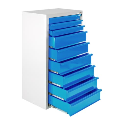 Armoire à tiroirs MAMMUT, 9 tiroir(s), RAL7035 gris clair/RAL 5012 bleu clair