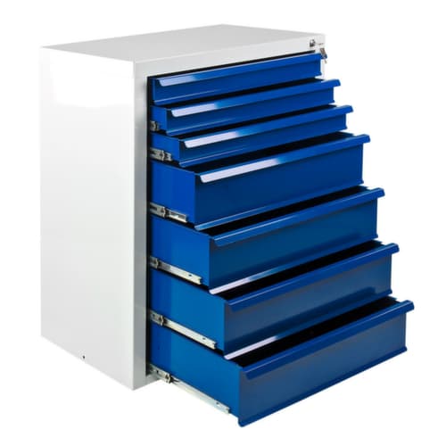 Armoire à tiroirs MAMMUT, 7 tiroir(s), RAL7035 gris clair/RAL 5012 bleu clair