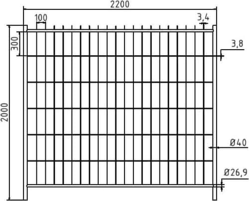 Schake Élément compensateur pour clôture mobile, hauteur x largeur 2000 x 2200 mm