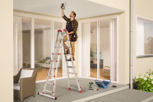 Hailo Combiné échelle-escabeau polyvalent M80, 4 x 4 échelons profilés