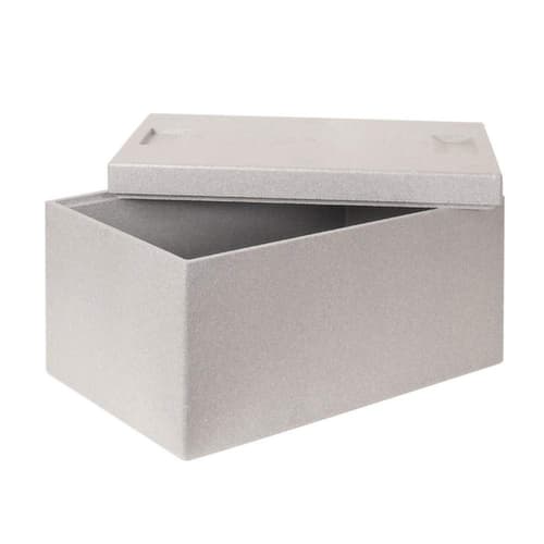 Bac gerbable norme Europe avec boîte isotherme, gris, capacité 65 l, couvercle indépendant pour boîte isotherme