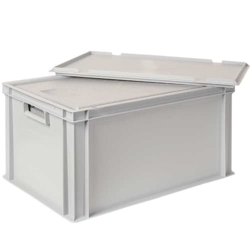 Bac gerbable norme Europe avec boîte isotherme, gris, capacité 65 l, couvercle indépendant pour boîte isotherme