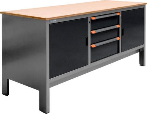 Thurmetall Établi EcoBlox 3D avec panneau multiplis, 3 tiroirs, 2 armoires, gris/RAL7016 gris anthracite