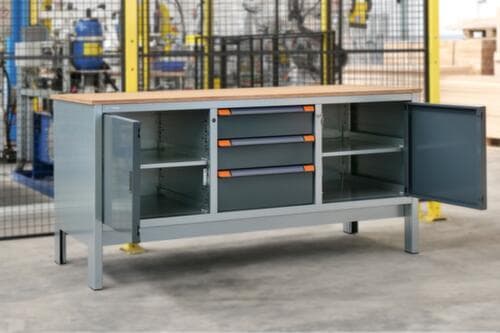 Thurmetall Établi EcoBlox 3D avec panneau multiplis, 3 tiroirs, 2 armoires, gris/RAL7016 gris anthracite