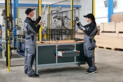 Thurmetall Établi EcoBlox 3D avec panneau multiplis, 3 tiroirs, 2 armoires, gris/RAL7016 gris anthracite