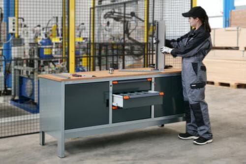 Thurmetall Établi EcoBlox 3D avec panneau multiplis, 3 tiroirs, 2 armoires, gris/RAL7016 gris anthracite