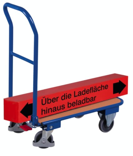 VARIOfit Chariot pliant à barre de poussée avec zone de chargement en bois, force 250 kg, TPE bandage