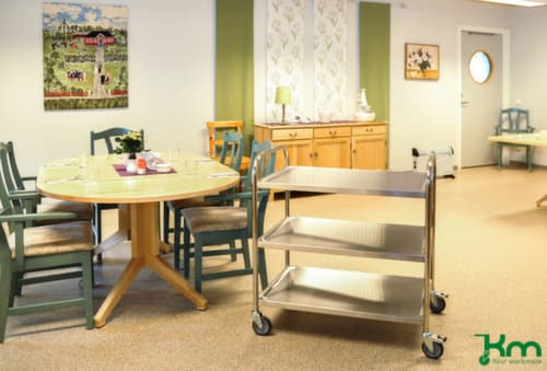Kongamek Chariot à plateaux en acier inoxydable, force 100 kg, 3 plateaux