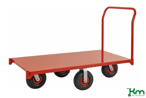 Kongamek Chariot à poignée de poussée avec surface de chargement en acier, force 1200 kg, plateau longueur x largeur 1400 x 760 mm