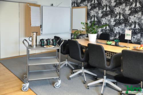 Kongamek Chariot pour l'alimentaire avec tablettes amovibles, force 150 kg, 3 plateaux