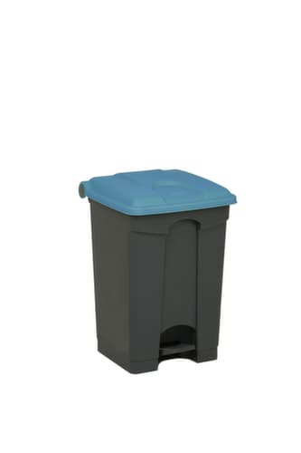 Poubelle à pédale, 45 l, gris, couvercle bleu