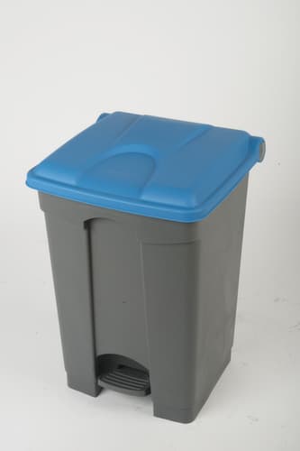 Poubelle à pédale, 45 l, gris, couvercle bleu