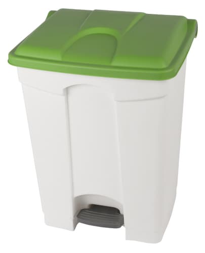 Poubelle à pédale, 70 l, blanc, couvercle vert
