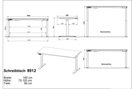 Bureau à hauteur réglable électriquement GW-BEDANO 9912
