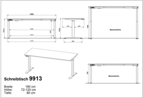 Bureau à hauteur réglable électriquement GW-BEDANO 9913